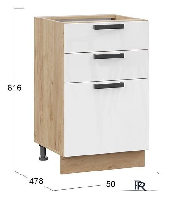 Шкаф напольный Трия Детройт 1Н5Я3 исп.2 (дуб крафт золотой/белый глянец) - Изображение №3 — Интернет-магазин ПроЗаказ