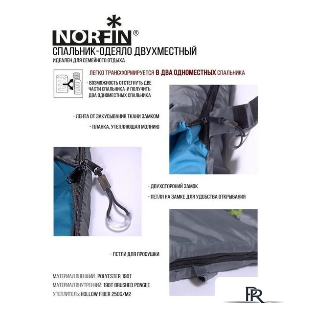Спальный мешок Norfin Alpine Comfort Double 250 - Изображение №2 — Интернет-магазин ПроЗаказ