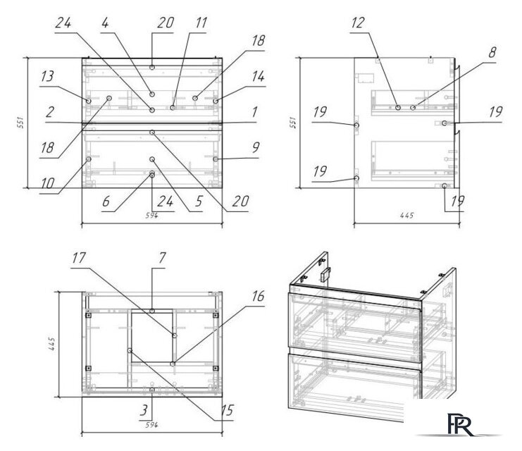 Cersanit Тумба Moduo 60 SZ-MOD60-BL/Wh под умывальник - Изображение №3 — Интернет-магазин ПроЗаказ