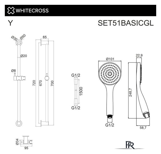 Душевой гарнитур  Whitecross SET51BASICGL (золото) - Изображение №2 — Интернет-магазин ПроЗаказ