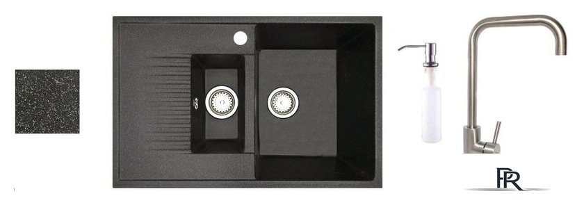 Кухонная мойка БелЭворс Forma R + смеситель W4998-4 + дозатор L405-1 (черный) - Изображение №1 — Интернет-магазин ПроЗаказ