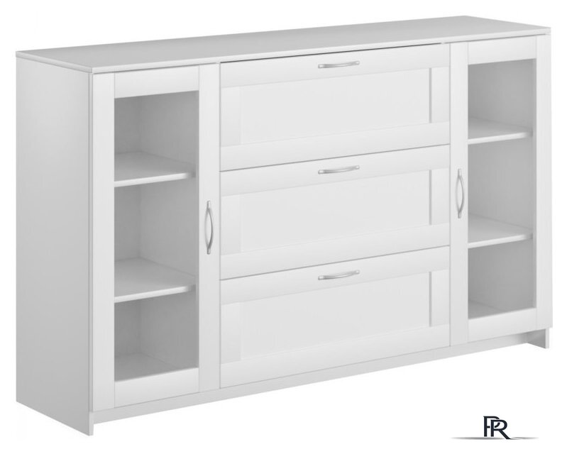 Тумба Mio Tesoro Сириус 2 двери со стеклом и 3 ящика 156x95 2.02.03.370.1 (белый) - Изображение №1 — Интернет-магазин ПроЗаказ