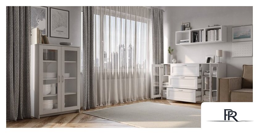 Тумба Mio Tesoro Сириус 2 двери со стеклом и 3 ящика 156x95 2.02.03.370.1 (белый) - Изображение №4 — Интернет-магазин ПроЗаказ