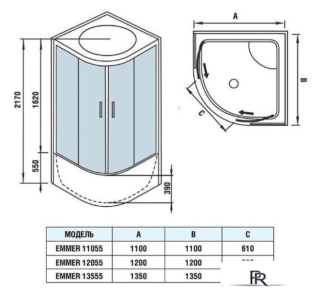 Душевая кабина WeltWasser WW500 Emmer 12055-2 - Изображение №17 — Интернет-магазин ПроЗаказ