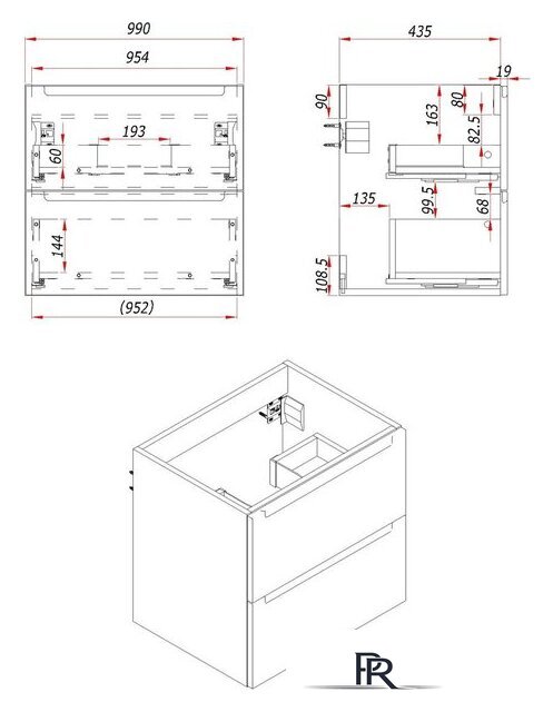  ЗОВ Тумба под умывальник Дион 100 D100LWP0M9003MKV5 (белый матовый) - Изображение №4 — Интернет-магазин ПроЗаказ