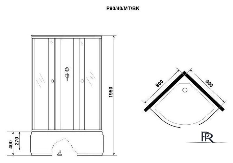 Душевая кабина Niagara Promo P90/40/MT 90x90x215 - Изображение №4 — Интернет-магазин ПроЗаказ