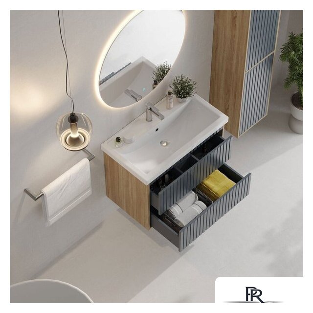  Onika Тумба под умывальник Дайлер 80 108062 (графит/дуб сонома) - Изображение №4 — Интернет-магазин ПроЗаказ