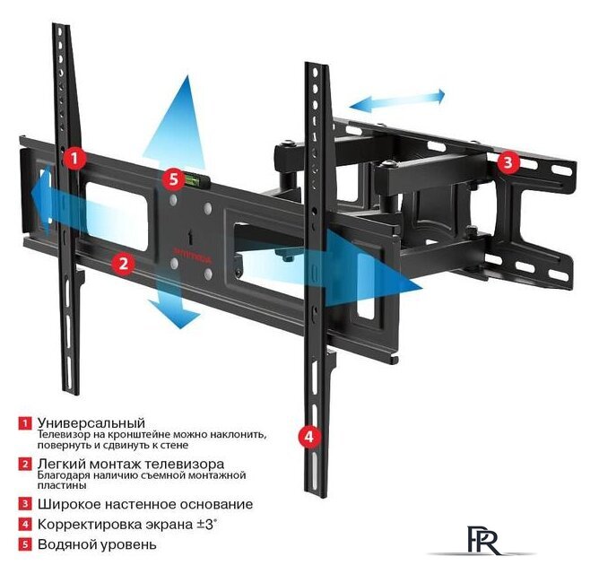 Кронштейн для телевизора Arm Media LCD-418 (черный) - Изображение №2 — Интернет-магазин ПроЗаказ