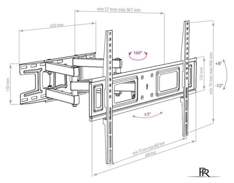 Кронштейн для телевизора Arm Media LCD-418 (черный) - Изображение №4 — Интернет-магазин ПроЗаказ