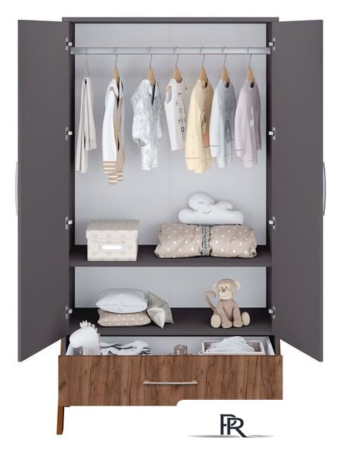Шкаф распашной Polini Kids Porto 3100 0002573.164 (графит/дуб крафт) - Изображение №2 — Интернет-магазин ПроЗаказ