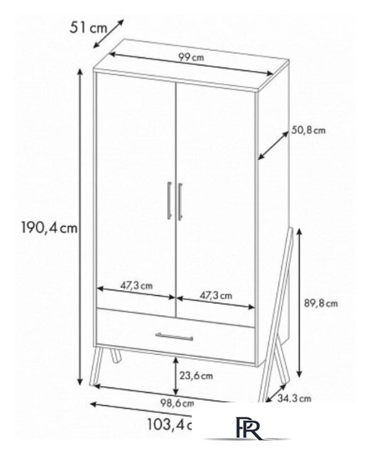 Шкаф распашной Polini Kids Porto 3100 0002573.164 (графит/дуб крафт) - Изображение №5 — Интернет-магазин ПроЗаказ
