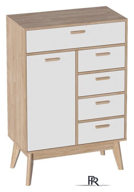 Комод Мебельград Калгари высокий (дуб натуральный светлый/белый матовый) - Изображение №1 — Интернет-магазин ПроЗаказ