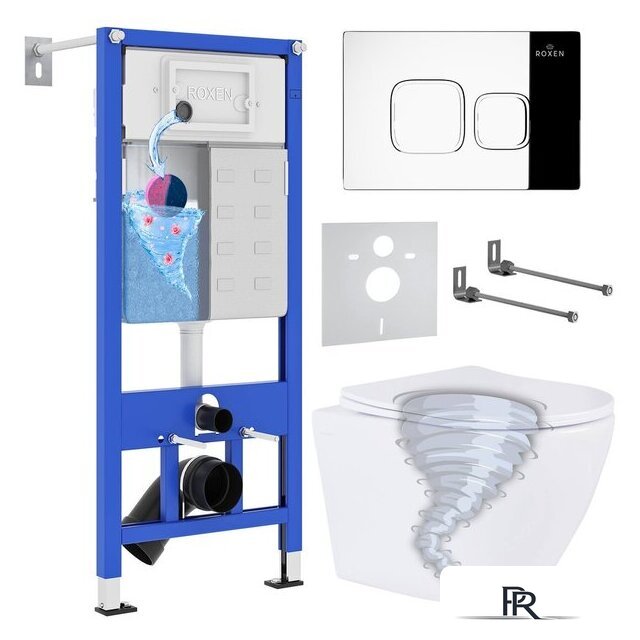 Унитаз подвесной Roxen Antares Tornado в комплекте с инсталляцией StounFix Dual Fresh 6 в 1 968385 (кнопка: хром глянцевый) - Изображение №1 — Интернет-магазин ПроЗаказ
