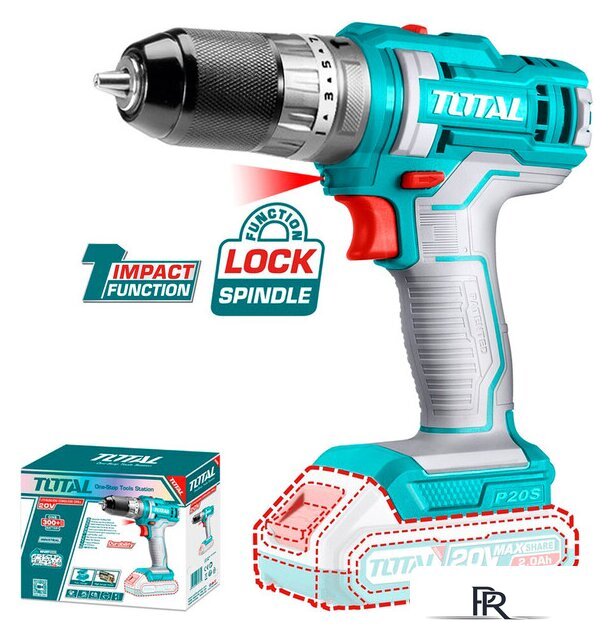 Ударная дрель-шуруповерт Total TIDLI201455 (без АКБ, набор оснастки) - Изображение №1 — Интернет-магазин ПроЗаказ