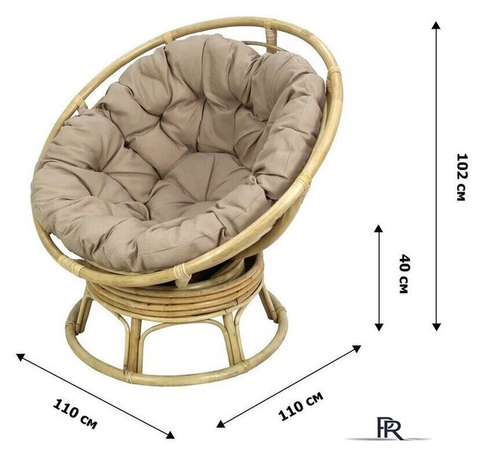 Кресло-качалка Garden Story Папасан Roker D110 вращающееся CV-18H (медовый/бежевый) - Изображение №8 — Интернет-магазин ПроЗаказ