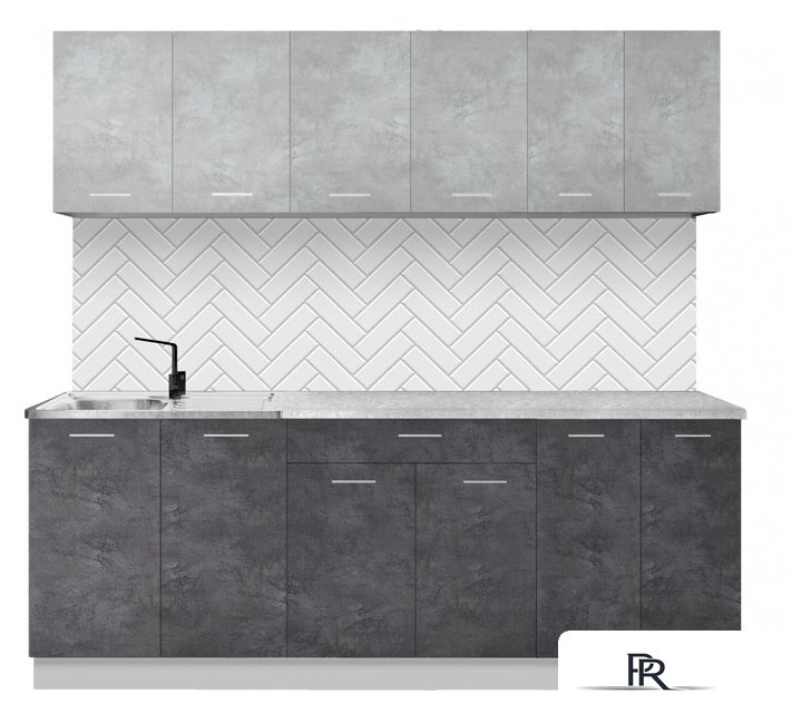 Готовая кухня Артём-Мебель Лана СН-113 без стекла 2.2 (бетон спаркс лайт/бетон спаркс) - Изображение №1 — Интернет-магазин ПроЗаказ