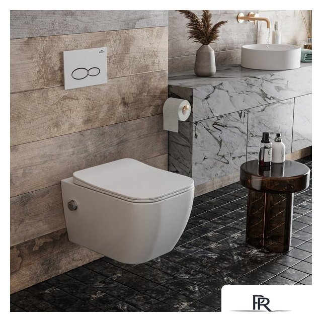 Унитаз подвесной Roxen Cube bidet в комплекте с инсталляцией StounFix Dual Fresh 6 в 1 966246 (кнопка: бежевый) - Изображение №10 — Интернет-магазин ПроЗаказ