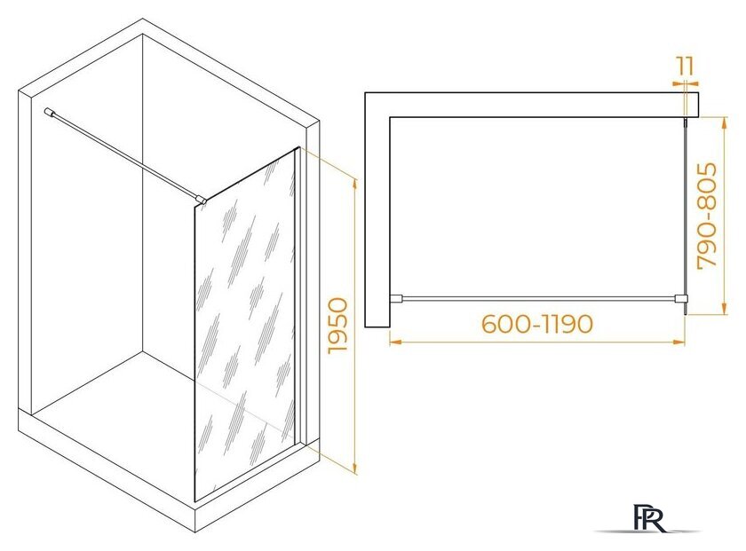 Душевая стенка RGW WA-002W 35100208-15 80 (белый/прозрачное стекло) - Изображение №2 — Интернет-магазин ПроЗаказ