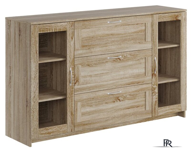 Тумба Mio Tesoro Сириус 2 двери со стеклом 156x95 2.02.03.370.3 (дуб сонома) - Изображение №1 — Интернет-магазин ПроЗаказ