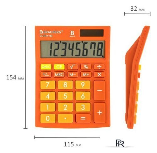 Бухгалтерский калькулятор BRAUBERG Ultra-08-RG 250511 (оранжевый) - Изображение №6 — Интернет-магазин ПроЗаказ