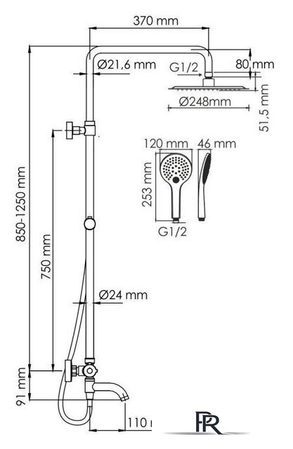 Душевая система  Wasserkraft A188.257.155.WM Thermo - Изображение №3 — Интернет-магазин ПроЗаказ