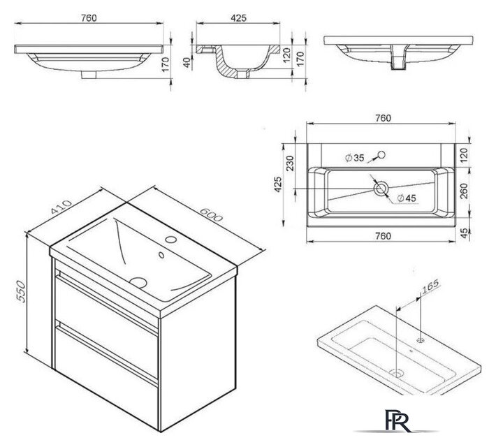  AM.PM Тумба с умывальником Pulse M91-FHX0602-WCC0602WG - Изображение №3 — Интернет-магазин ПроЗаказ