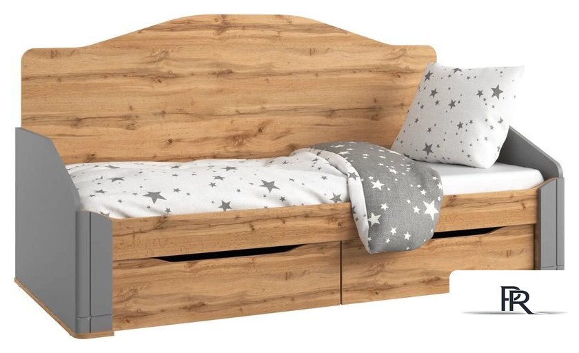 Кровать-тахта Involux Sale 90x200 с ящиками км0144 (серый шифер/дуб натюрель) - Изображение №1 — Интернет-магазин ПроЗаказ
