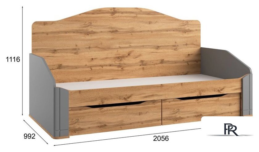 Кровать-тахта Involux Sale 90x200 с ящиками км0144 (серый шифер/дуб натюрель) - Изображение №4 — Интернет-магазин ПроЗаказ