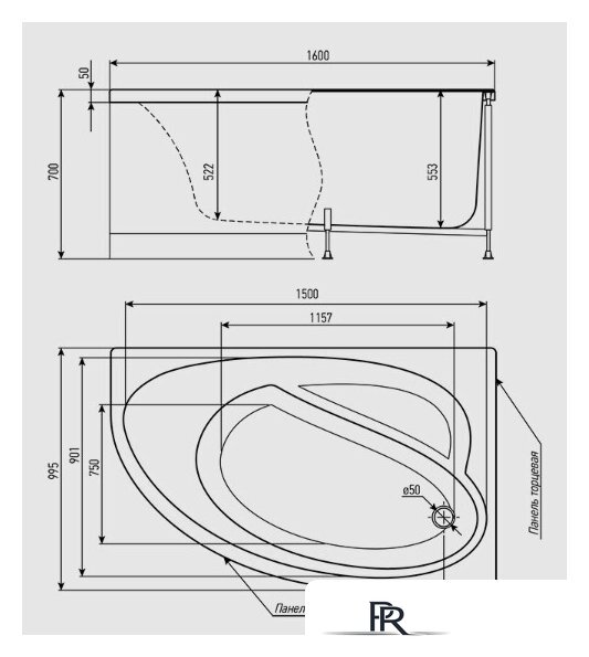 Ванна Alex Baitler Nero L 150х95 - Изображение №7 — Интернет-магазин ПроЗаказ
