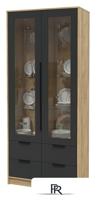 Шкаф-витрина Интерлиния Концепт КТ-ШВ2 (антрацит/дуб золотой) - Изображение №2 — Интернет-магазин ПроЗаказ