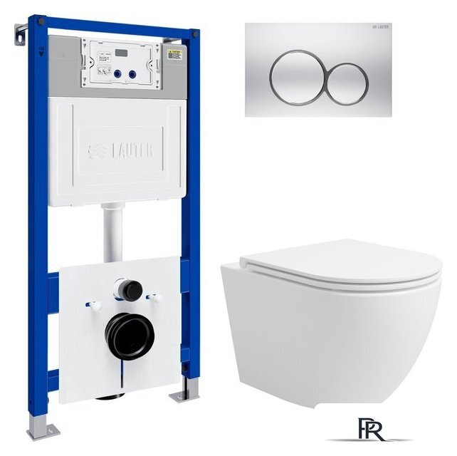 Унитаз подвесной Lauter Vortex 2110830 с кнопкой 219703E (круглая, сатин) - Изображение №1 — Интернет-магазин ПроЗаказ