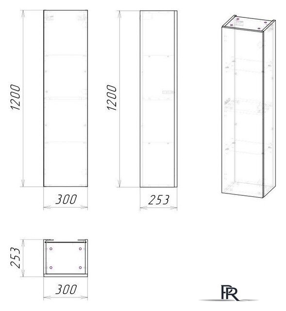  Grossman Шкаф-пенал Альба 30 303009 (веллингтон/белый) - Изображение №2 — Интернет-магазин ПроЗаказ