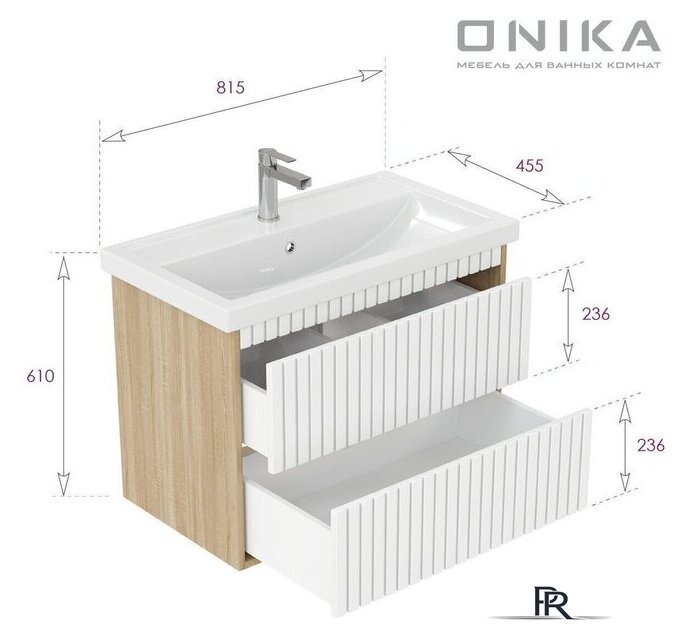  Onika Тумба под умывальник Дайлер 80 108061 (белый/дуб сонома) - Изображение №9 — Интернет-магазин ПроЗаказ