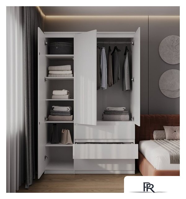 Шкаф распашной MyStar Сноули 3д3я ИВ-121.21.00 (белый) - Изображение №7 — Интернет-магазин ПроЗаказ