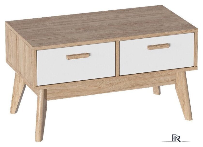 Комод Мебельград Калгари 2 ящ. (дуб натуральный светлый/белый матовый) - Изображение №1 — Интернет-магазин ПроЗаказ