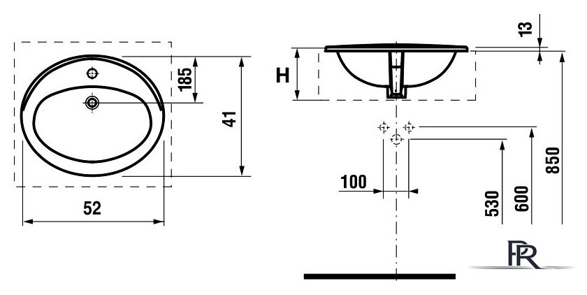 Умывальник Roca Adora 52x41 [327204000] - Изображение №2 — Интернет-магазин ПроЗаказ