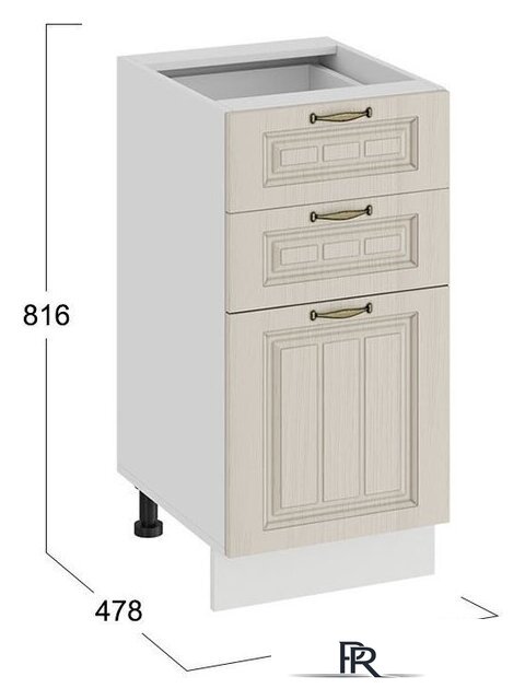 Шкаф напольный Трия Лина 1Н4Я3 (белый/кремовый) - Изображение №3 — Интернет-магазин ПроЗаказ