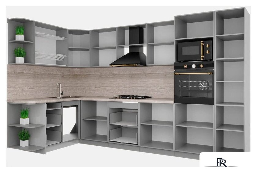 Готовая кухня Интерлиния Мила Деко 1.68x3.4 левая (белый-мята-опал светлый) - Изображение №2 — Интернет-магазин ПроЗаказ