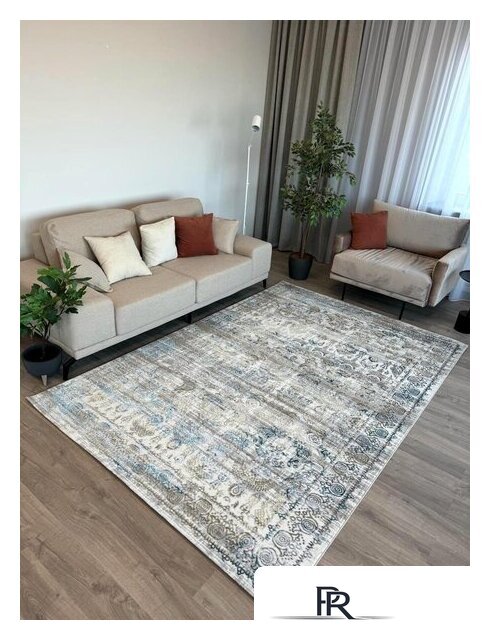 Ковер для жилой комнаты Radjab Carpet Бьянка Прямоугольник D008A 7532RK-B (3x4, Cream Shirink/Blue Fdy) - Изображение №3 — Интернет-магазин ПроЗаказ