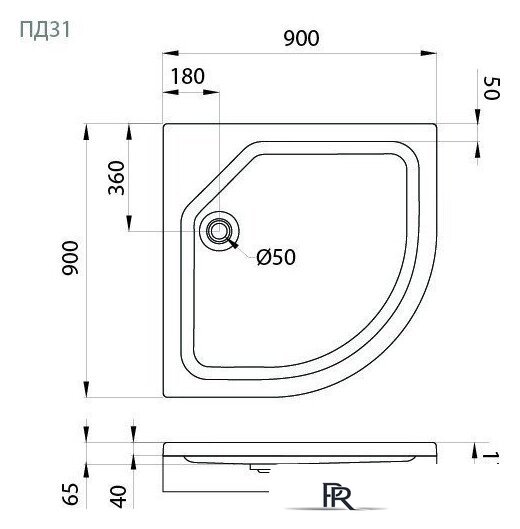 Душевой поддон Triton ПД31 ДК 1/4 низкий 90х90 - Изображение №6 — Интернет-магазин ПроЗаказ
