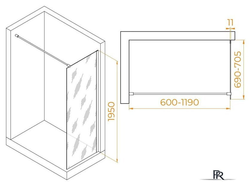 Душевая стенка RGW WA-002W 35100207-15 70 (белый/прозрачное стекло) - Изображение №2 — Интернет-магазин ПроЗаказ