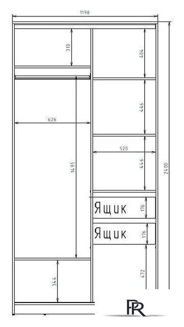 Шкаф-купе Рэйгрупп 120450 YYX Elgon РГ-06.02 (ясень снежный/хром) - Изображение №5 — Интернет-магазин ПроЗаказ