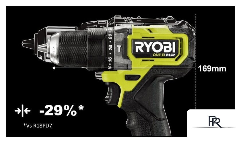 Ударная дрель-шуруповерт Ryobi HP RPD18C-220S 5133004982 (с 2-мя АКБ 2 Ah, сумка) - Изображение №4 — Интернет-магазин ПроЗаказ