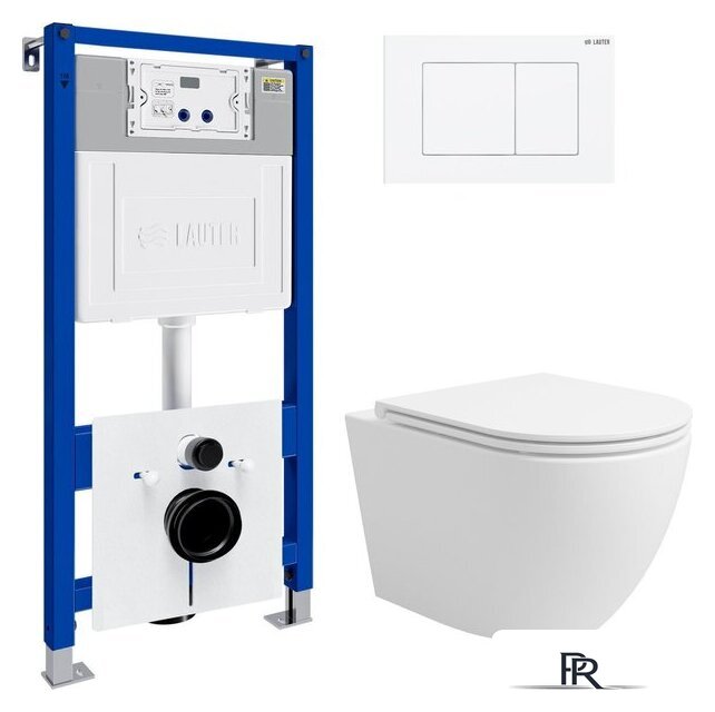 Унитаз подвесной Lauter Vortex 2110830 с кнопкой 219702J (прямоугольная, белый) - Изображение №1 — Интернет-магазин ПроЗаказ