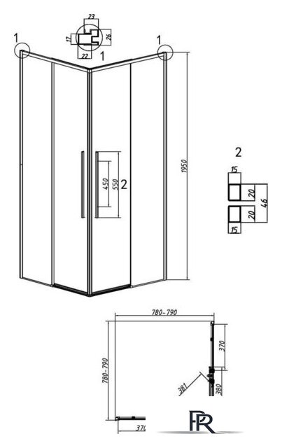 Душевой уголок Grossman Galaxy 80x80x195 300.K33.01.8080.21.00 (черный матовый/прозрачное стекло) - Изображение №11 — Интернет-магазин ПроЗаказ