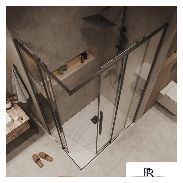 Душевой уголок Grossman Galaxy 80x80x195 300.K33.01.8080.21.00 (черный матовый/прозрачное стекло) - Изображение №10 — Интернет-магазин ПроЗаказ