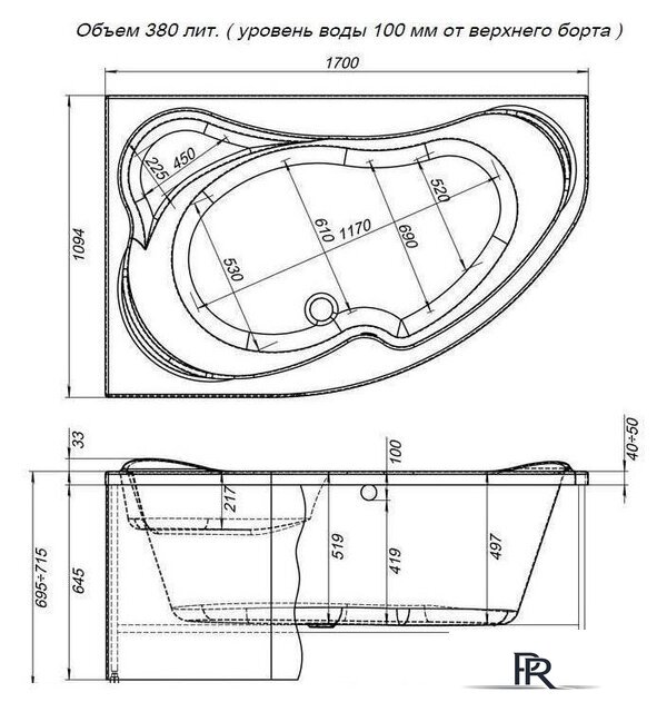 Ванна Aquanet Capri 170x110 L (c каркасом) - Изображение №11 — Интернет-магазин ПроЗаказ