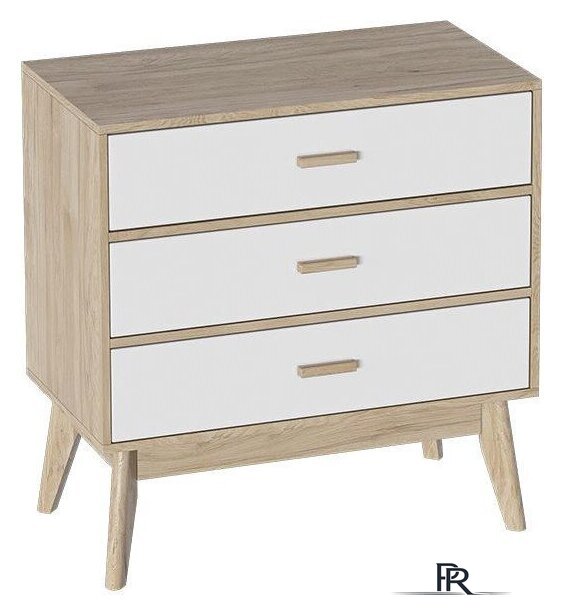 Комод Мебельград Калгари 3 ящ. (дуб натуральный светлый/белый матовый) - Изображение №1 — Интернет-магазин ПроЗаказ
