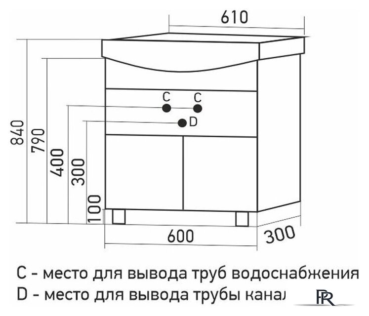  Mixline Тумба под умывальник Мистраль-60 556883 - Изображение №4 — Интернет-магазин ПроЗаказ