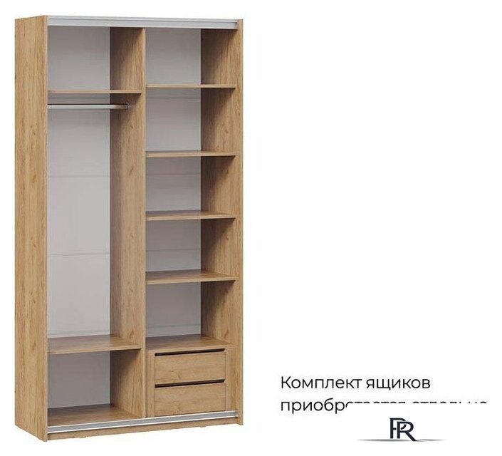 Шкаф-купе Трия Оскар Скания Т2 1200 268581 (ручка серебро/дуб крафт золотой/кашемир/кашемир сатин) - Изображение №3 — Интернет-магазин ПроЗаказ